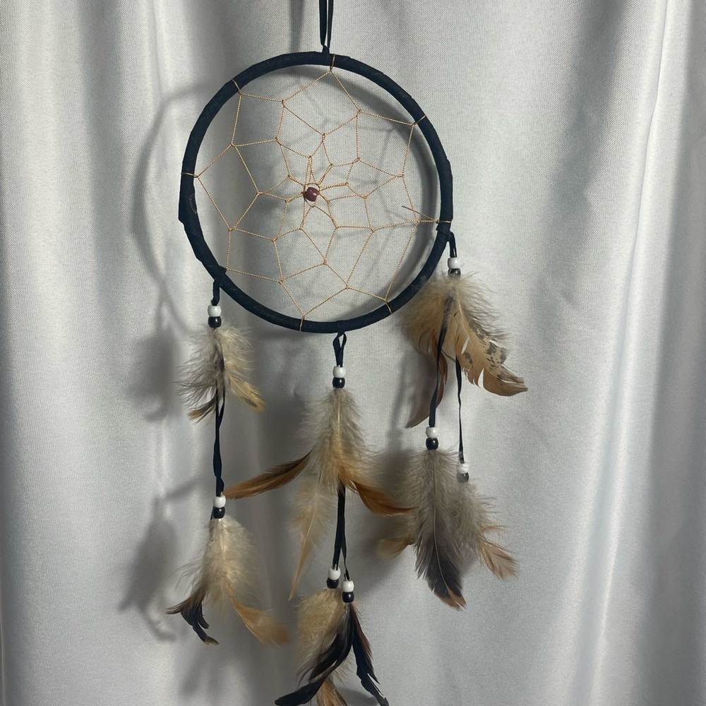 Elegant Black and Brown Dreamcatcher Feathers & Beads